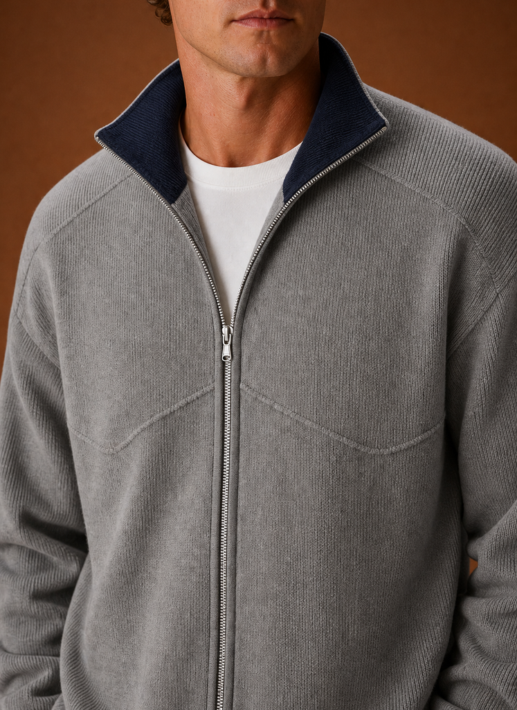 Cárdigan de Punto para Hombre - Chaqueta de Suéter con Cierre Completo | Areleon