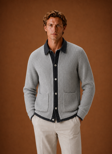 Cardigan de Punto para Hombre - Suéter de Mezclilla con Botones | Areleon