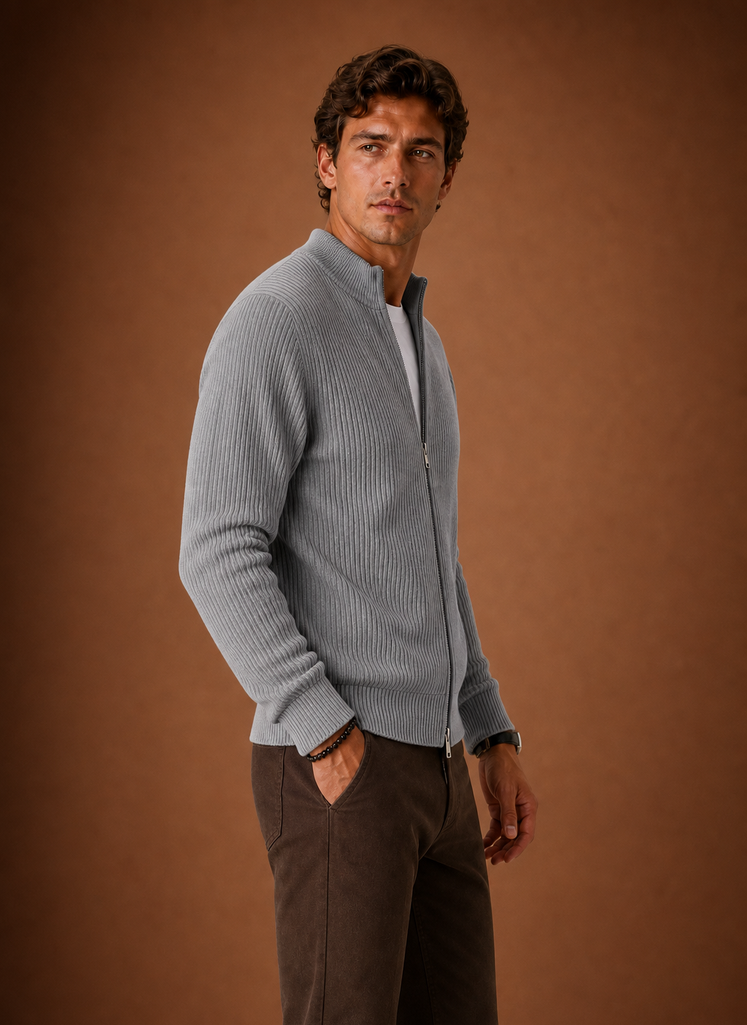 Suéter de Cardigan de Punto con Cierre Completo para Hombre | Areleon