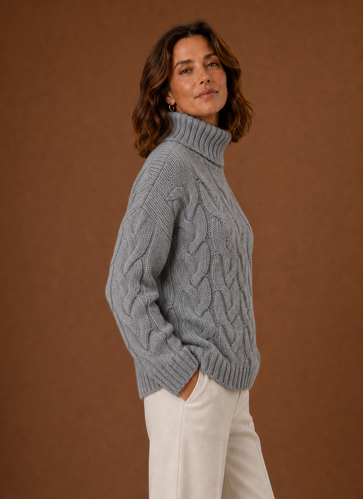 Suéter de Punto Trenzado para Mujer - Prenda de Punto Tipo Pullover | Areleon
