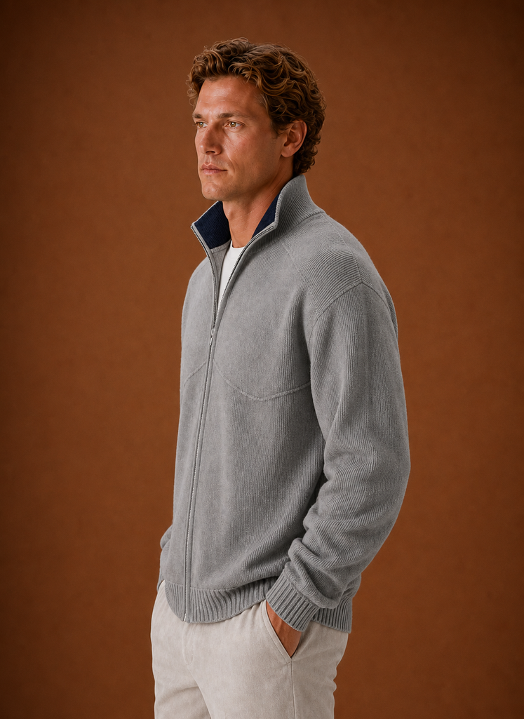 Cárdigan de Punto para Hombre - Chaqueta de Suéter con Cierre Completo | Areleon