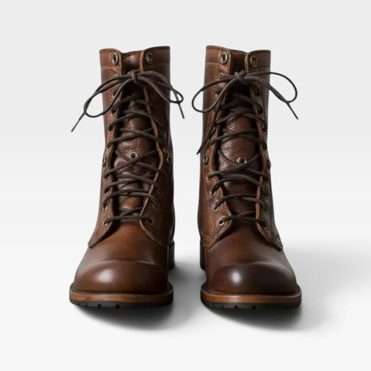 Botas de combate de cuero para mujer con cordones