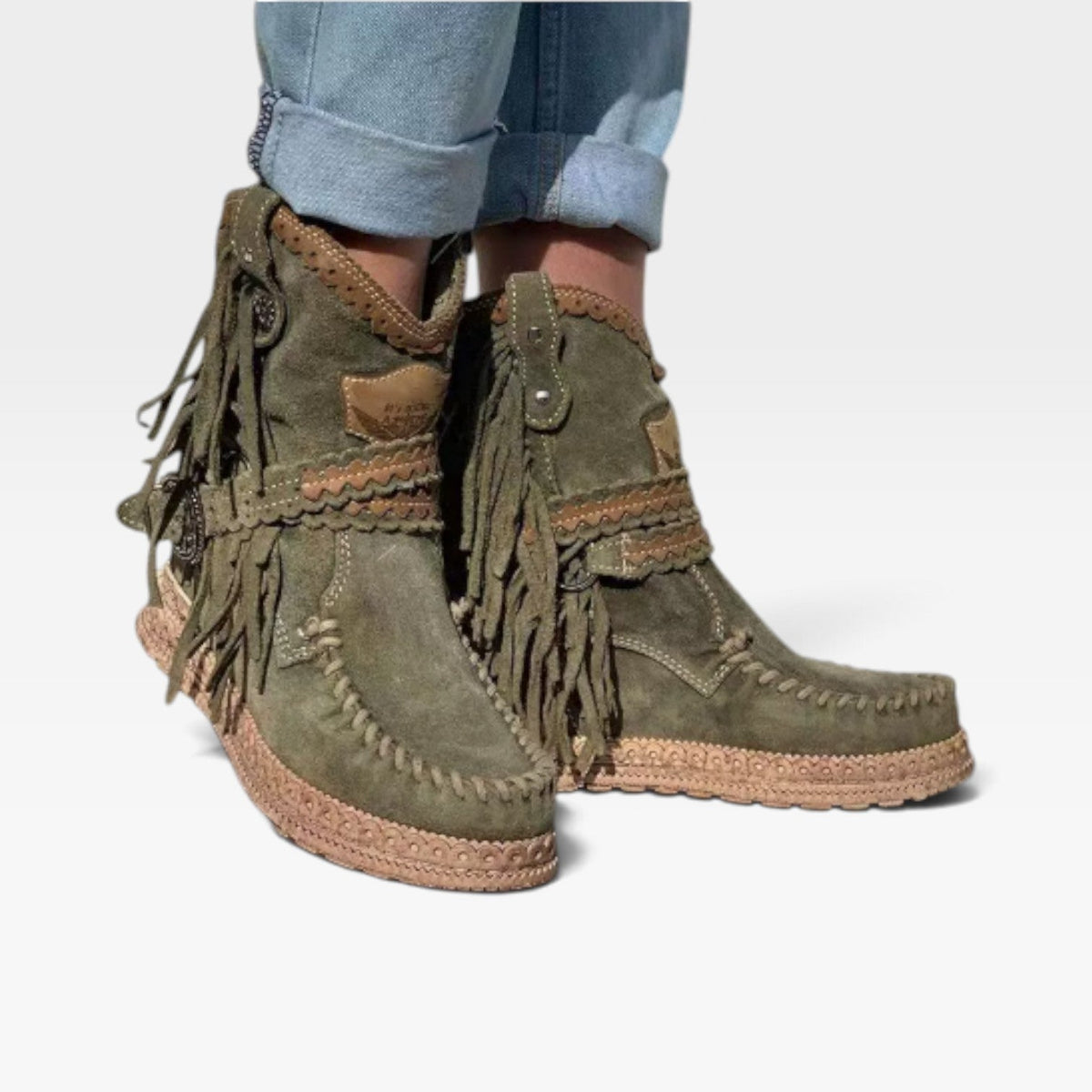 Botines de Ante con Flecos para Mujer