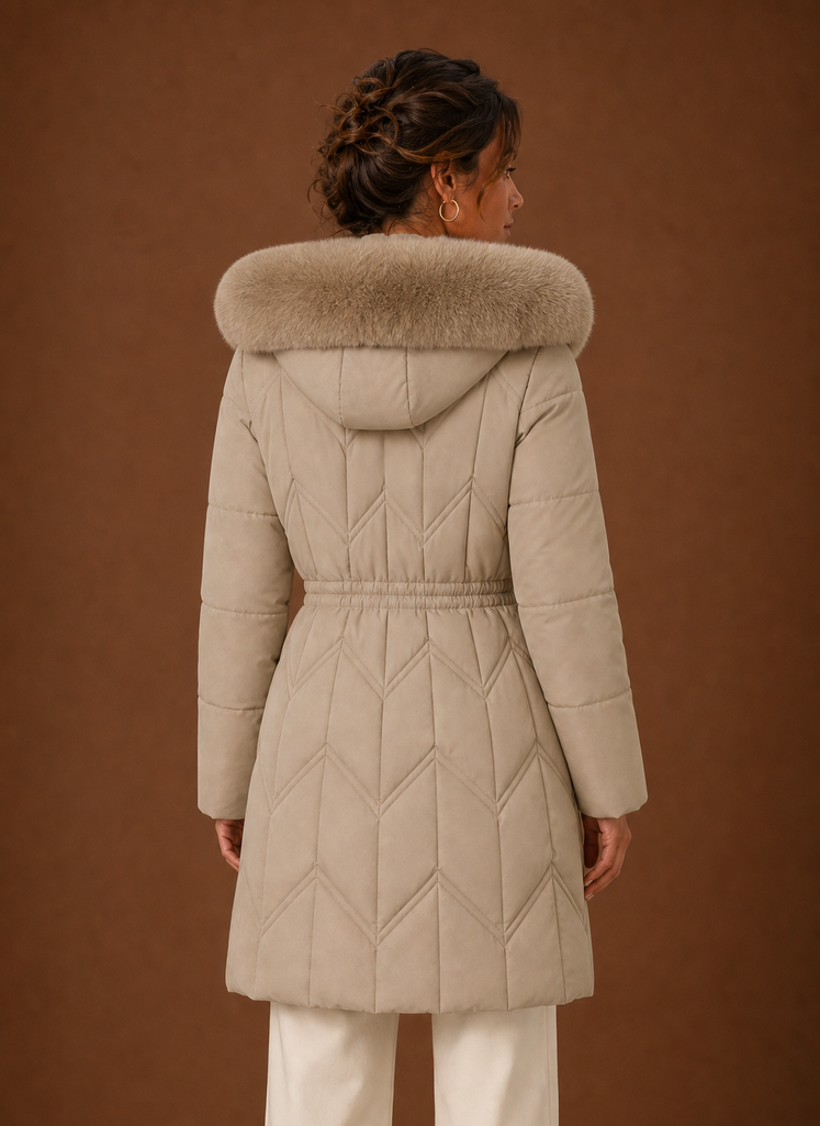 Abrigo Puffer para Mujer - Abrigo de Invierno Largo con Capucha de Piel Sintética | Areleon
