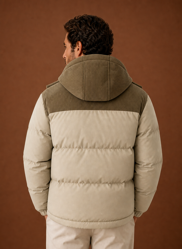 Chaqueta de Invierno con Capucha para Hombre y Cuello de Pana | Areleon