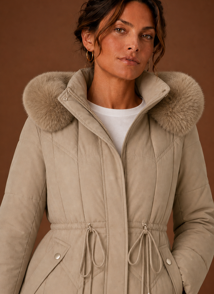 Abrigo Puffer para Mujer - Abrigo de Invierno Largo con Capucha de Piel Sintética | Areleon