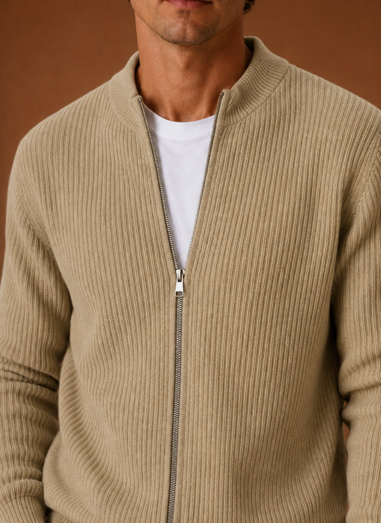 Suéter de Cardigan de Punto con Cierre Completo para Hombre | Areleon