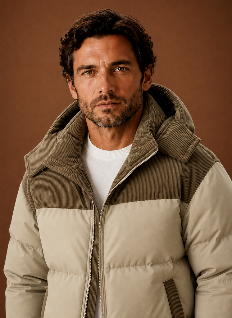 Chaqueta de Invierno con Capucha para Hombre y Cuello de Pana | Areleon
