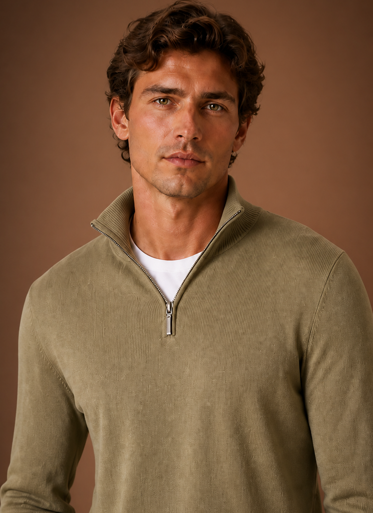 Suéter de Cuello Cuarto para Hombre | Areleon