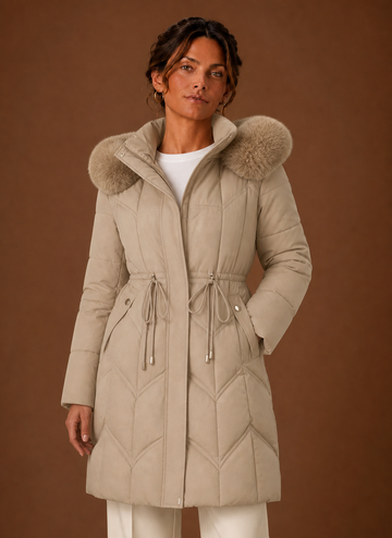 Abrigo Puffer para Mujer - Abrigo de Invierno Largo con Capucha de Piel Sintética | Areleon