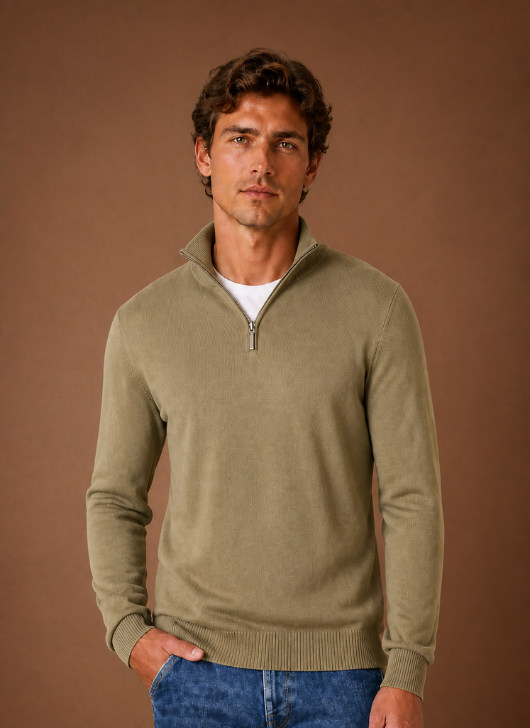 Suéter de Cuello Cuarto para Hombre | Areleon