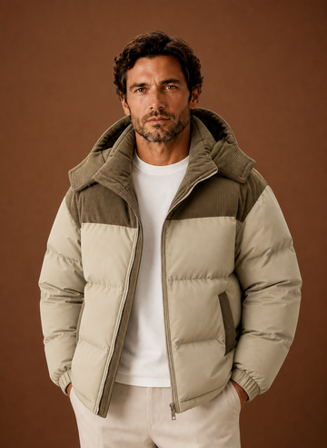 Chaqueta de Invierno con Capucha para Hombre y Cuello de Pana | Areleon