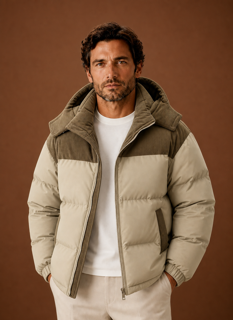 Chaqueta de Invierno con Capucha para Hombre y Cuello de Pana | Areleon