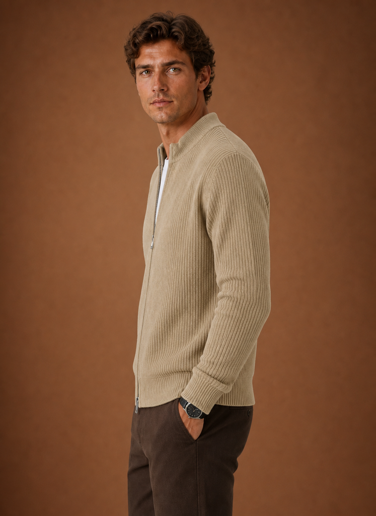 Suéter de Cardigan de Punto con Cierre Completo para Hombre | Areleon