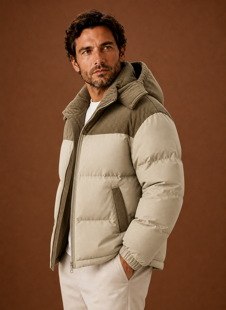 Chaqueta de Invierno con Capucha para Hombre y Cuello de Pana | Areleon