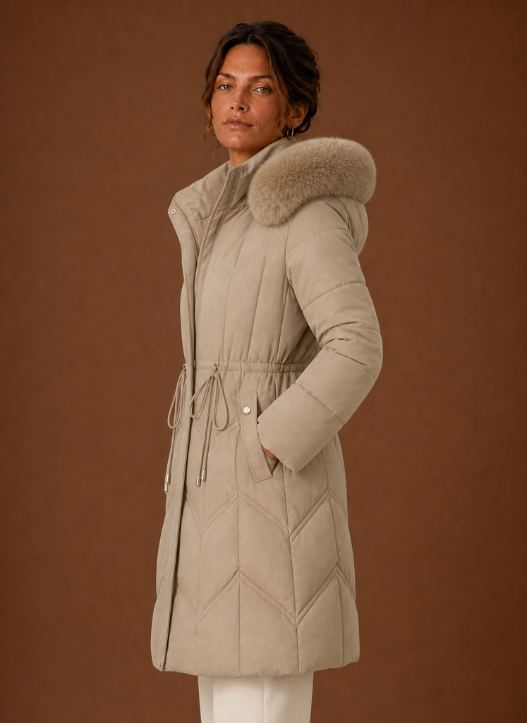 Abrigo Puffer para Mujer - Abrigo de Invierno Largo con Capucha de Piel Sintética | Areleon
