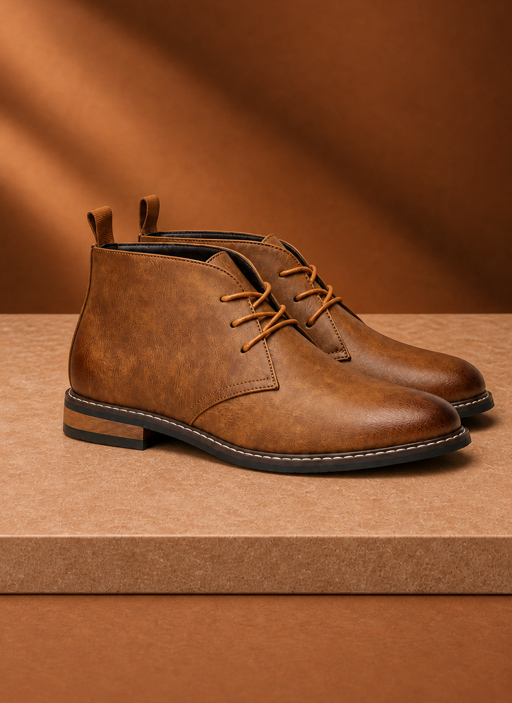 Botas Chukka de Cuero para Hombre - Botas de Tobillo con Cordones | Areleon