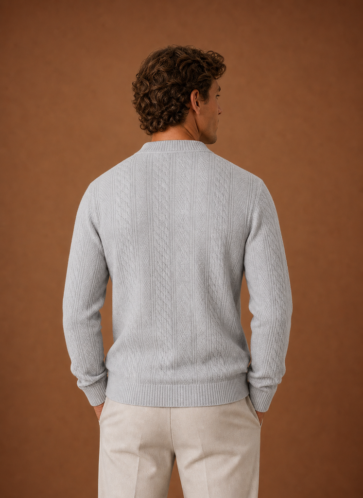 Cárdigan de Punto Trenzado para Hombre - Suéter de Cuello en V con Botones | Areleon