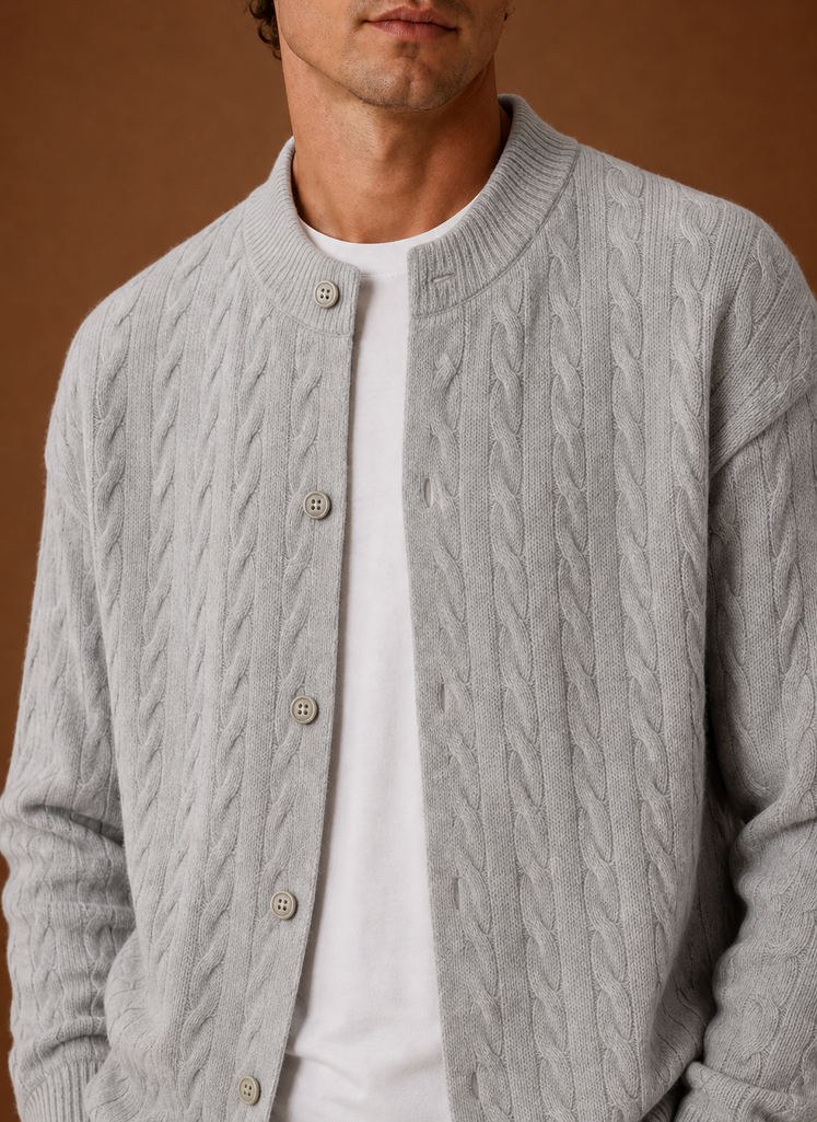 Cardigan de Punto de Cable para Hombre - Suéter con Botones | Areleon