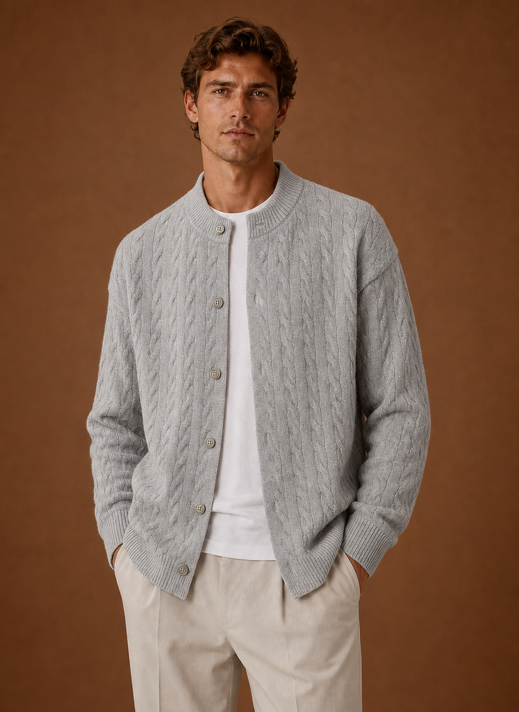 Cardigan de Punto de Cable para Hombre - Suéter con Botones | Areleon