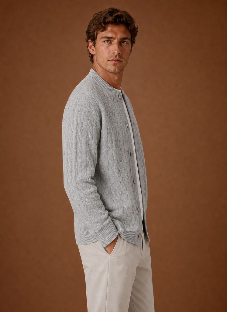 Cardigan de Punto de Cable para Hombre - Suéter con Botones | Areleon