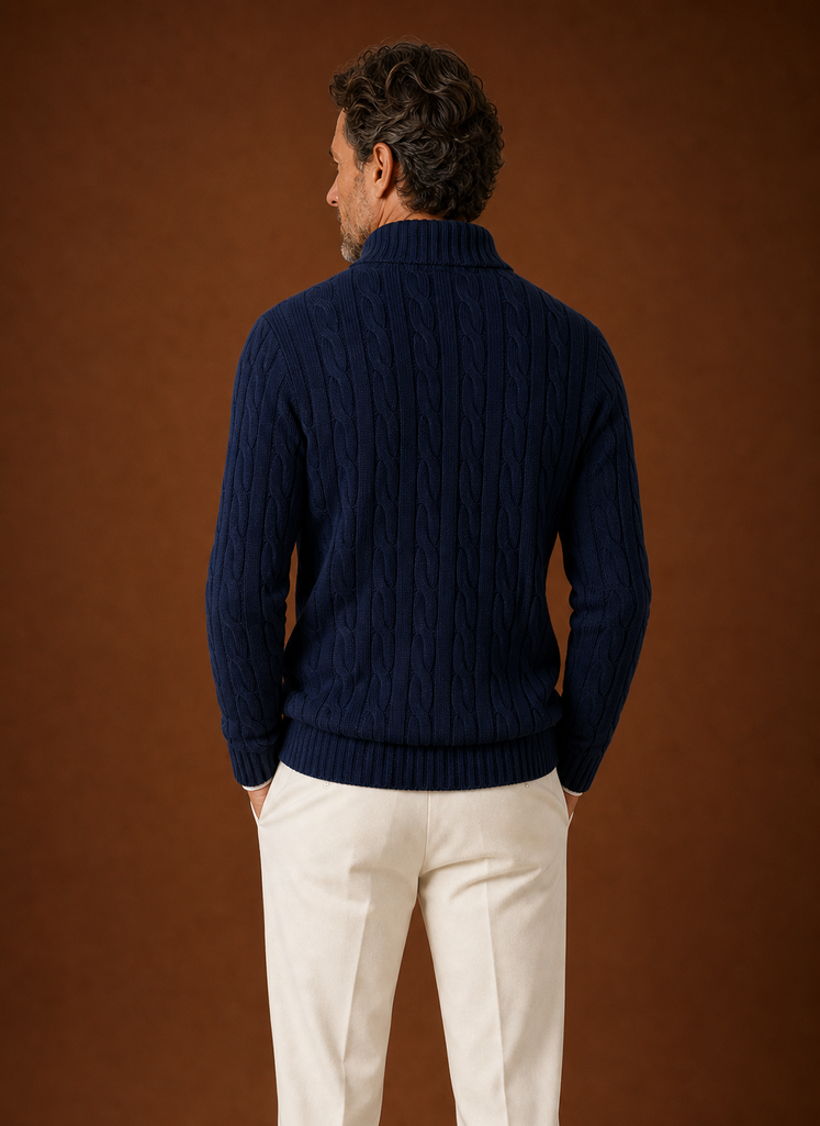 Suéter de Cuello Alto de Punto Cable para Hombre - Pullover Casual | Areleon