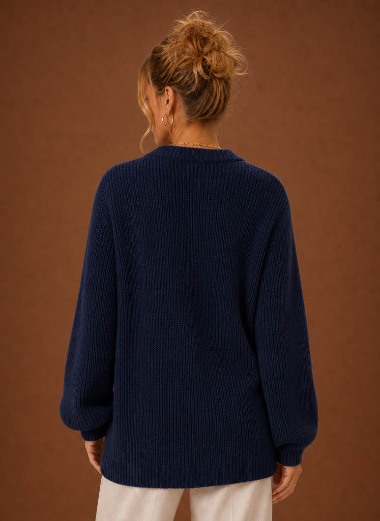 Cardigan de Punto con Cuello en V para Mujeres - Suéter de Manga Larga con Botones | Areleon
