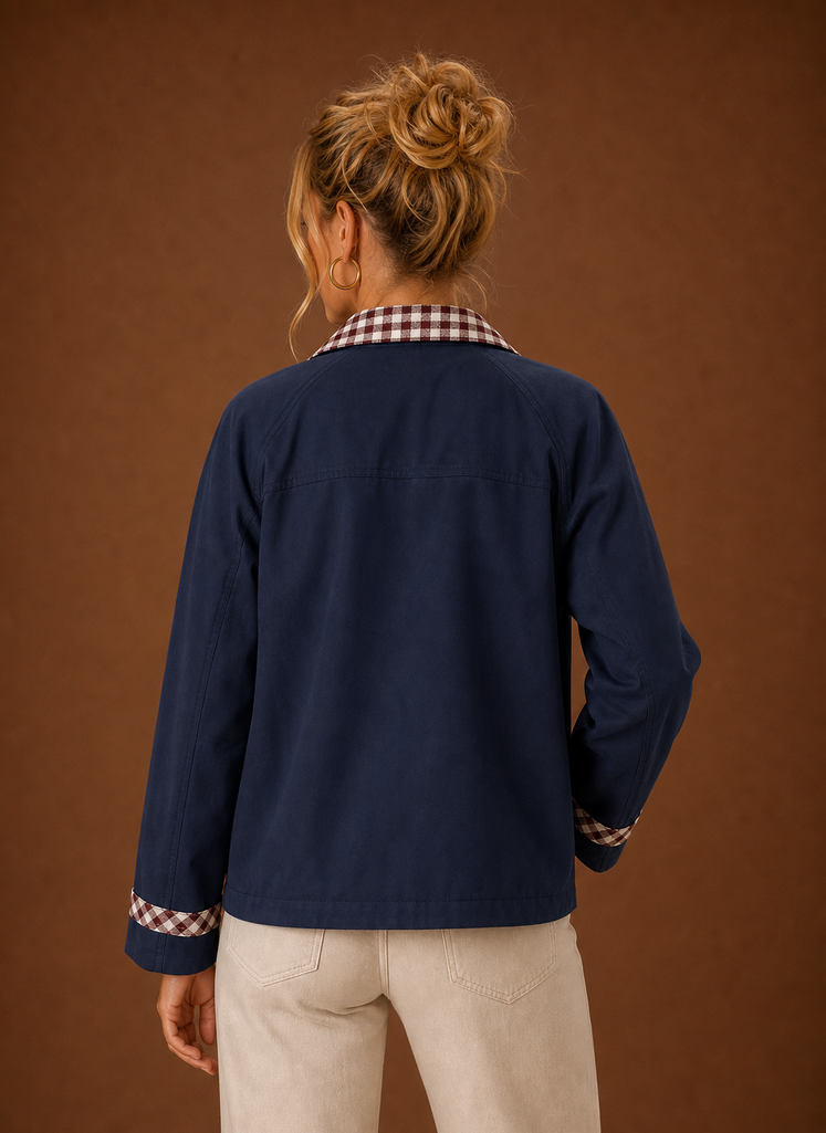 Chaqueta de granja para mujeres - Abrigo casual con cuello a cuadros | Areleon
