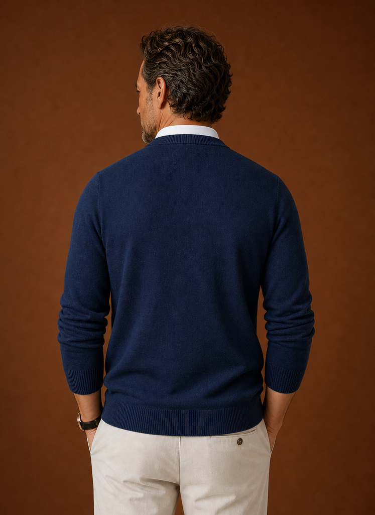 Suéter de Punto de Cuello en V para Hombre - Pulóver Casual | Areleon