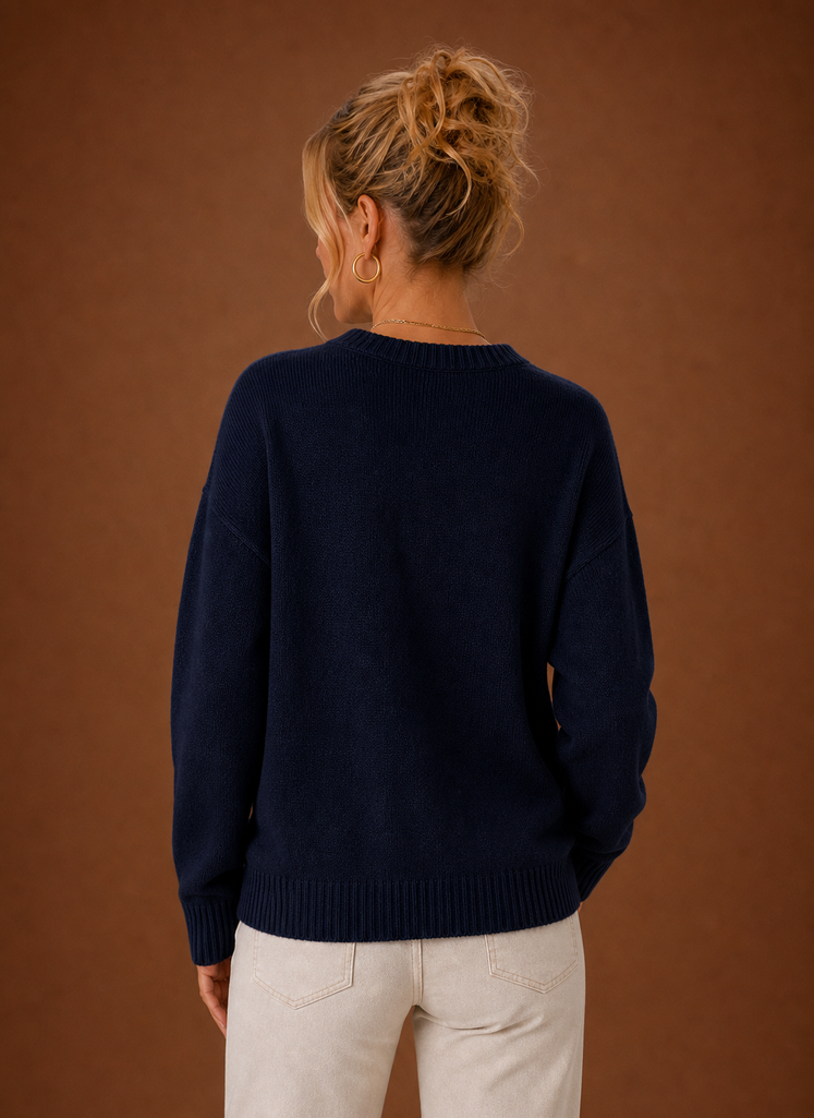 Suéter de Punto de Cuello Redondo para Mujer - Bandera Americana | Areleon