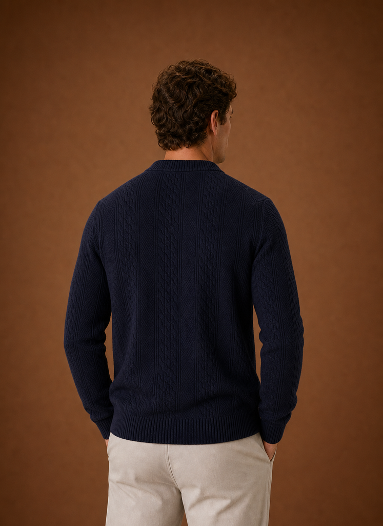Cárdigan de Punto Trenzado para Hombre - Suéter de Cuello en V con Botones | Areleon