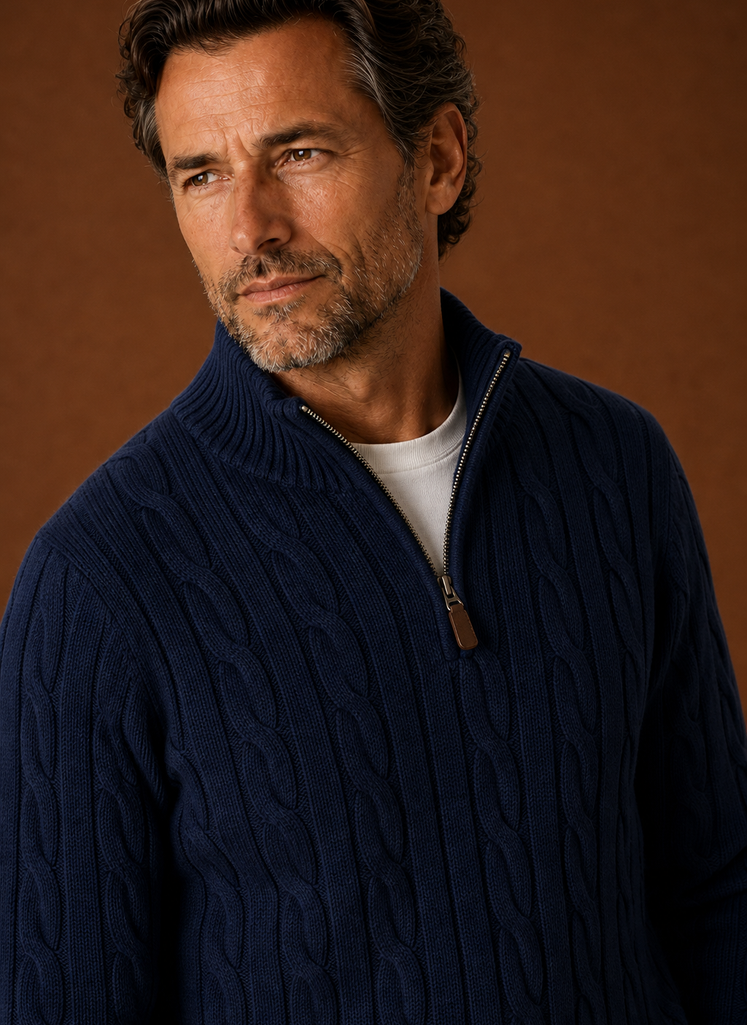 Suéter de Cuello Alto de Punto Cable para Hombre - Pullover Casual | Areleon