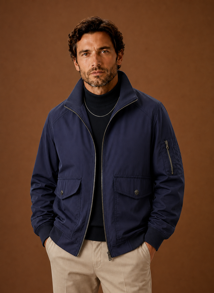 Chaqueta Bomber Ligera para Hombre Chaqueta Casual con Cremallera | Areleon