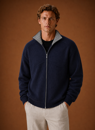 Cárdigan de Punto para Hombre - Chaqueta de Suéter con Cierre Completo | Areleon