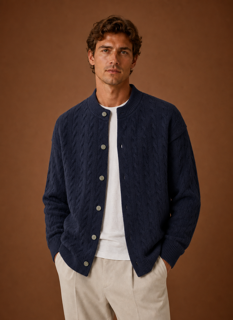 Cardigan de Punto de Cable para Hombre - Suéter con Botones | Areleon