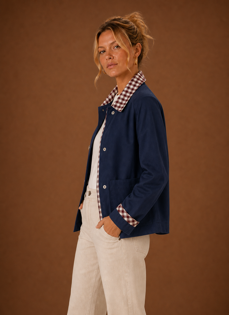Chaqueta de granja para mujeres - Abrigo casual con cuello a cuadros | Areleon