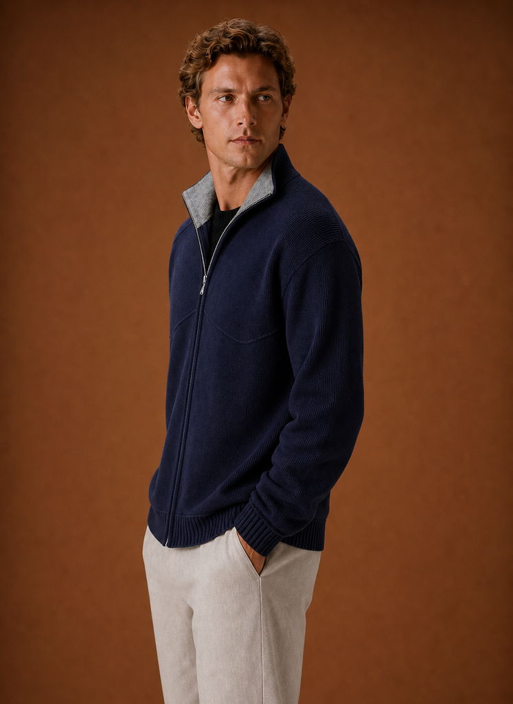 Cárdigan de Punto para Hombre - Chaqueta de Suéter con Cierre Completo | Areleon
