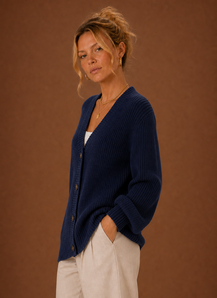 Cardigan de Punto con Cuello en V para Mujeres - Suéter de Manga Larga con Botones | Areleon