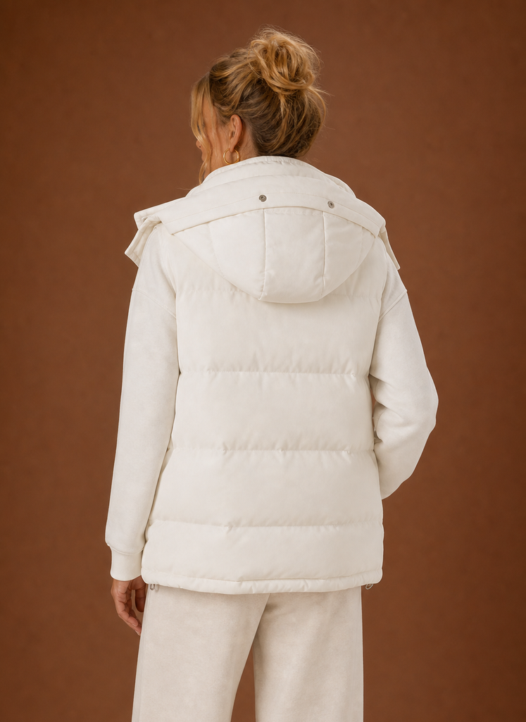 Chaleco Puffer para Mujer - Chaqueta Sin Mangas con Capucha Oversized | Areleon