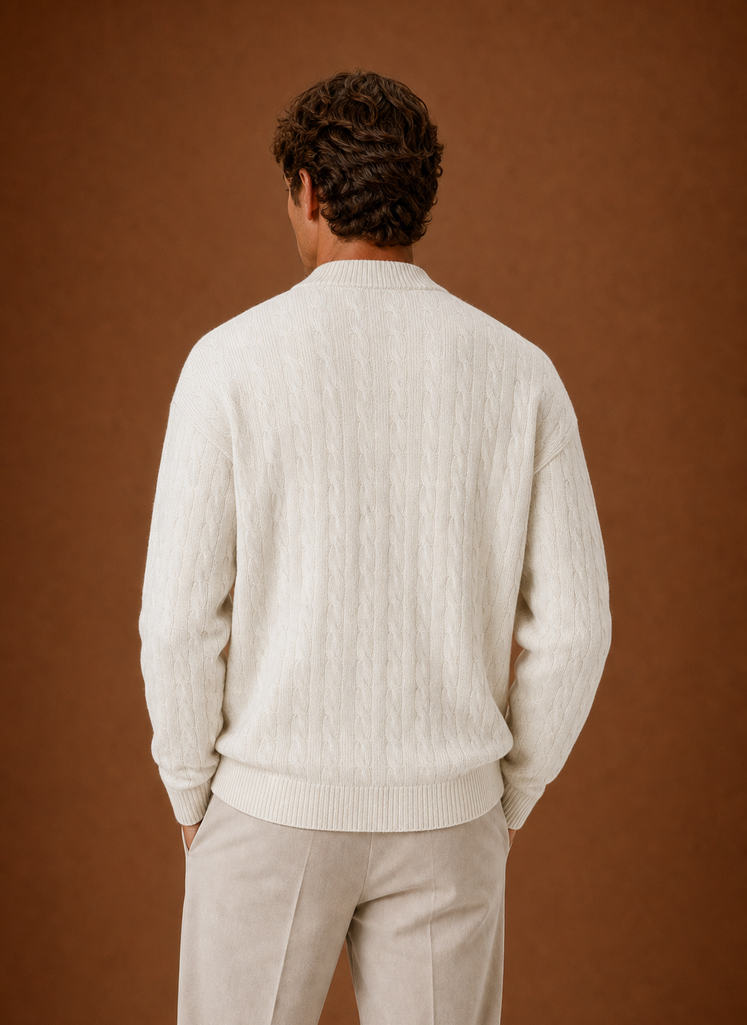 Cardigan de Punto de Cable para Hombre - Suéter con Botones | Areleon