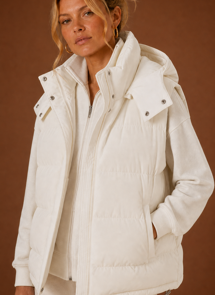 Chaleco Puffer para Mujer - Chaqueta Sin Mangas con Capucha Oversized | Areleon