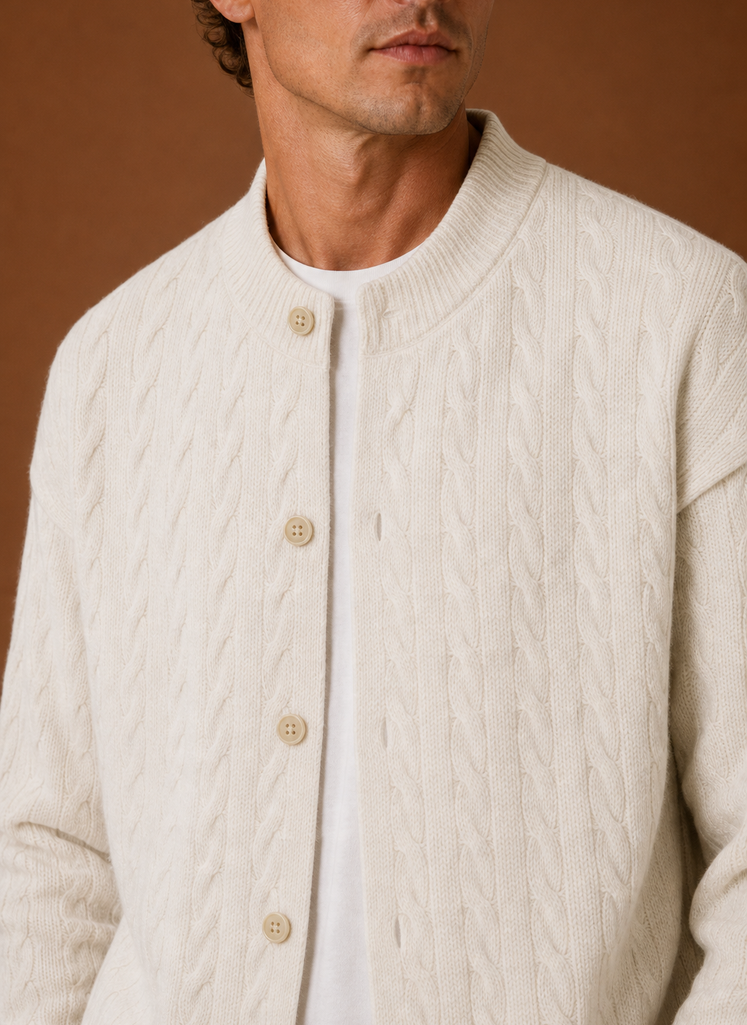 Cardigan de Punto de Cable para Hombre - Suéter con Botones | Areleon