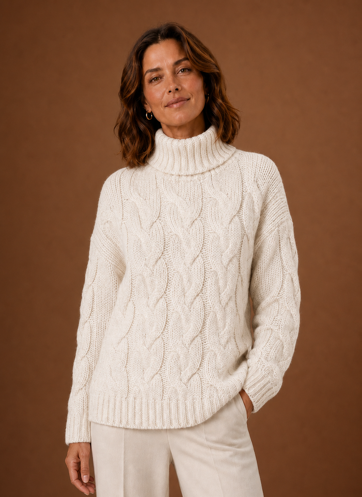 Suéter de Punto Trenzado para Mujer - Prenda de Punto Tipo Pullover | Areleon