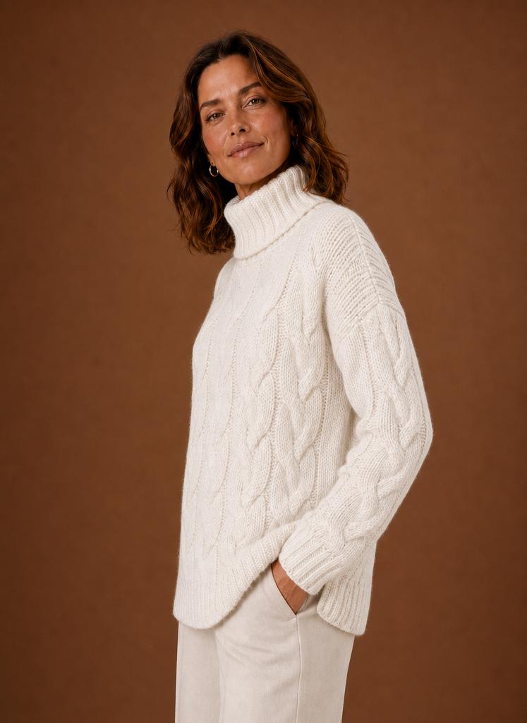 Suéter de Punto Trenzado para Mujer - Prenda de Punto Tipo Pullover | Areleon