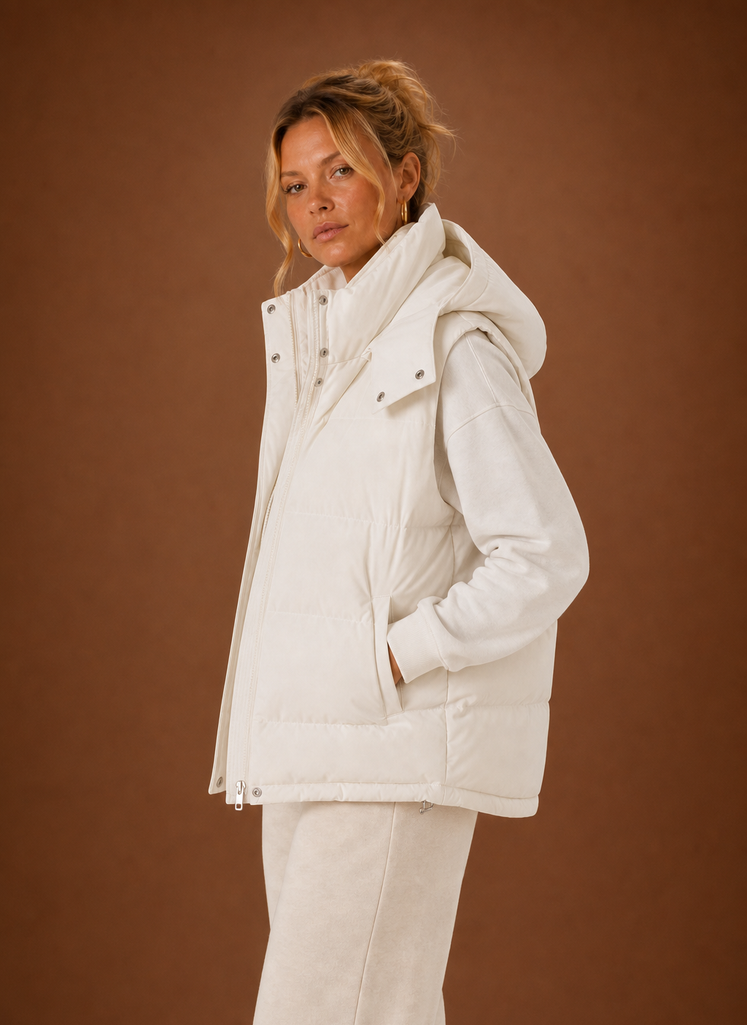 Chaleco Puffer para Mujer - Chaqueta Sin Mangas con Capucha Oversized | Areleon