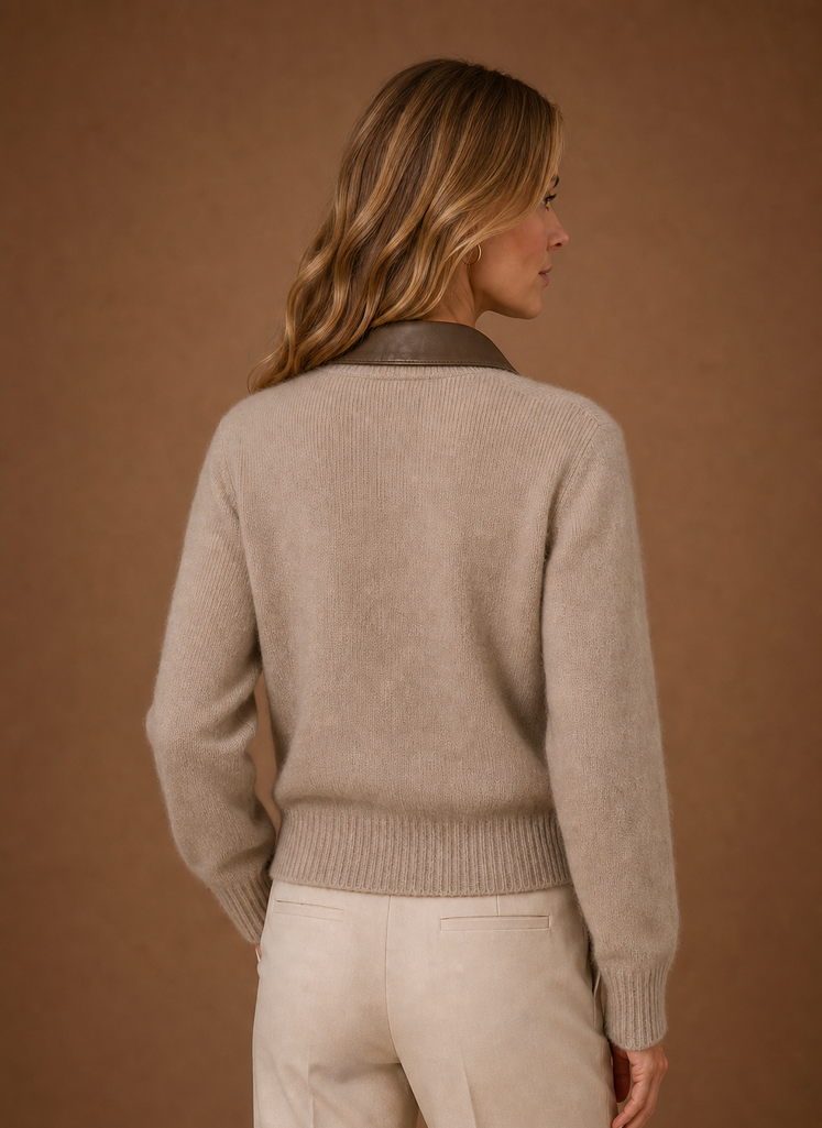 Chaqueta de punto con cremallera y cuello clásico para mujer | Areleon
