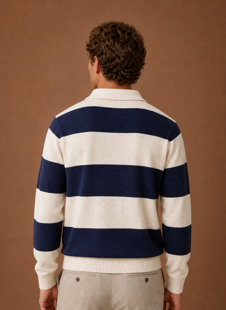Suéter de Polo de Punto a Rayas para Hombre | Areleon