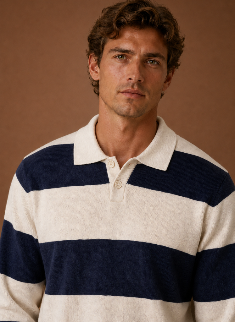 Suéter de Polo de Punto a Rayas para Hombre | Areleon