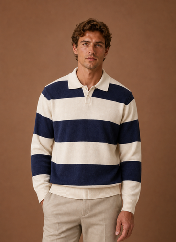 Suéter de Polo de Punto a Rayas para Hombre | Areleon