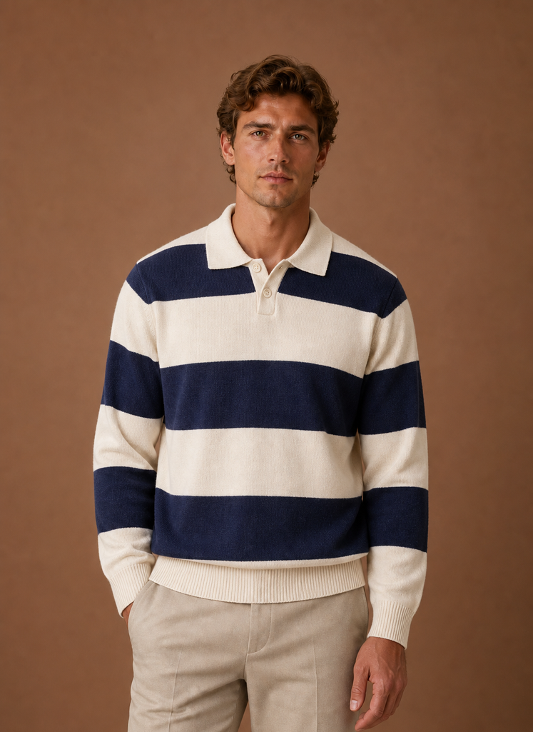 Suéter de Polo de Punto a Rayas para Hombre | Areleon
